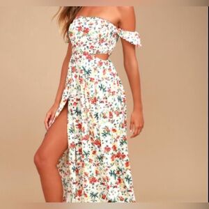 Lush cream off the shoulder maxi dress M